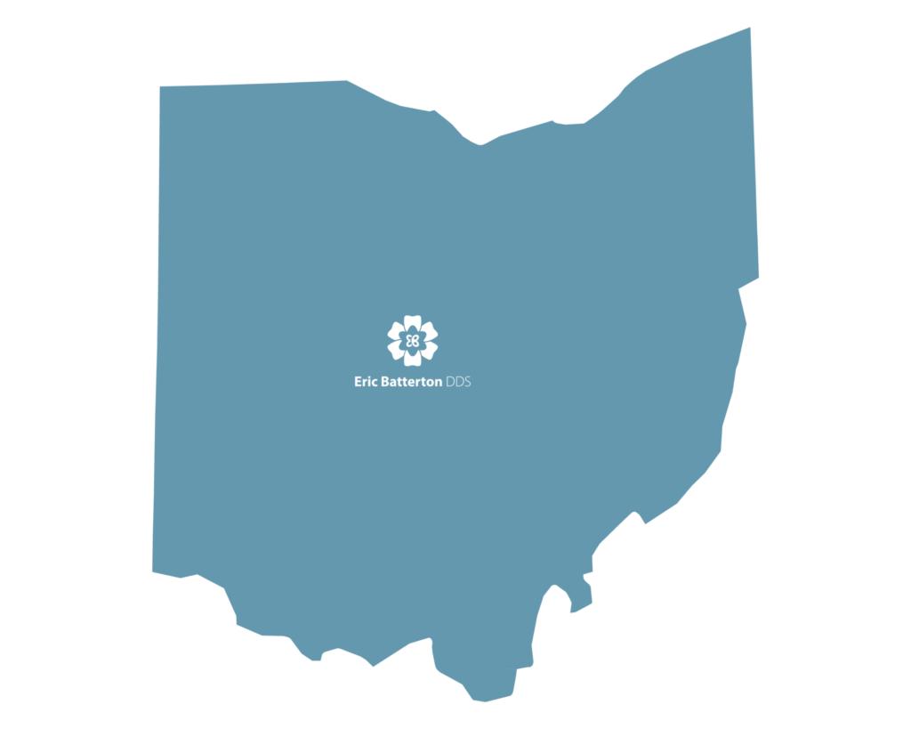 Custom image of Ohio silhouette with Eric Batterton, DDS logo